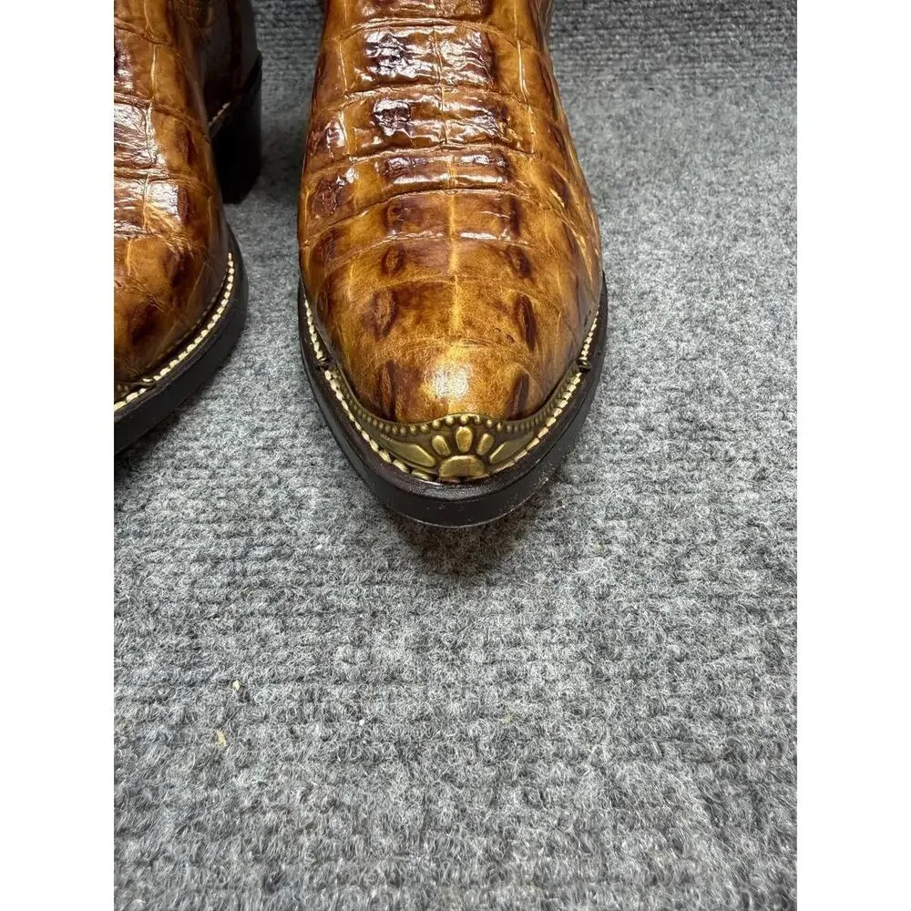 ACME Men Western Cowboy Boots Croc Embossed Leather US 8.5 D